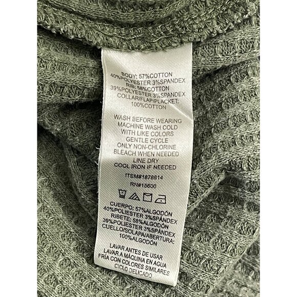 Briggs NWT Women's Relaxed Fit Button Long Sleeve Waffle Shirt Green - Picture 11 of 13